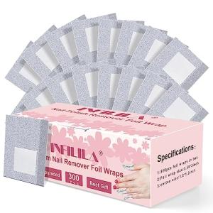 300PCS Nail Foil Wraps for Easy Polish Removal