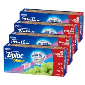 Ziploc Gallon Food Storage Slider Bags, 104 Count