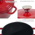 Flavehc 2.8 qt Red Enameled Cast Iron Dutch Oven