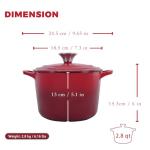 Flavehc 2.8 qt Red Enameled Cast Iron Dutch Oven