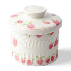 Ceramic Butter Crock with Water Line - Strawberry