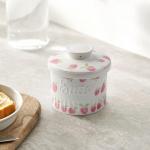 Ceramic Butter Crock with Water Line - Strawberry