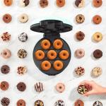 Donut Maker, Electric Non-Stick Surface Makes 7 Small Doughnuts Mini Donut Maker Machine, Mini Doughnut Maker Pancake Maker for Breakfast, Snacks, Desserts & More, Pink