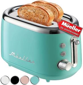 MÜELLERHOME Retro 2-Slice Toaster, Turquoise