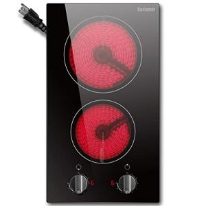 Karinear 110V 2-Burner Electric Cooktop with Knob Control