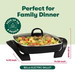 Bella Nonstick Electric Skillet with Glass Lid