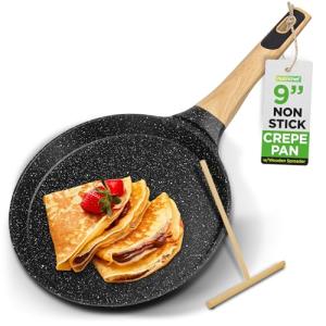 NutriChef 9.45” Non-Stick Crepe Pan with Spreader