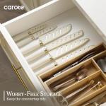 CAROTE 12PCS Kitchen Knife Set, Healthy Gold Titanium Coating Knife Set, Dishwasher Safe with 6 Blade Guards, Rustproof Stainless Steel Cutlery Set, White and Gold