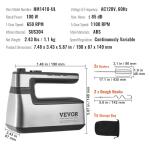 VEVOR Cordless Electric Hand Mixer with Turbo Boost