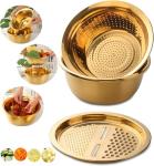 QOBIMOON 3-Piece Stainless Steel Colander Set