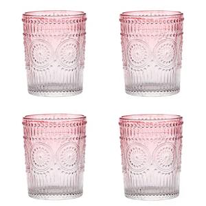 Amzcku Vintage Pink Drinking Glasses Set of 4