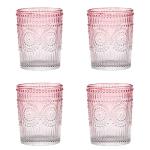 Amzcku Vintage Pink Drinking Glasses Set of 4