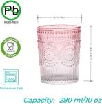 Amzcku Vintage Pink Drinking Glasses Set of 4