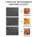 3 Interchangeable Baking Plates for Doughnut & Waffle Maker