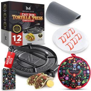 Movaluxe Cast Iron Tortilla Press & Gift Set