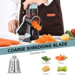 Rotary Cheese Grater with 3 Blades - Grey Blue