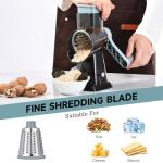 Rotary Cheese Grater with 3 Blades - Grey Blue