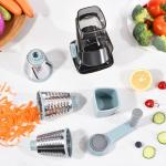 Rotary Cheese Grater with 3 Blades - Grey Blue