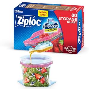 Ziploc Quart Stand-Up Food Storage Bags, 80 Count