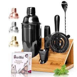 Barillio Black Cocktail Shaker Set with Stand