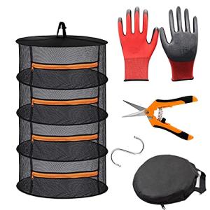 4-Layer Hanging Herb Drying Rack with Zippers