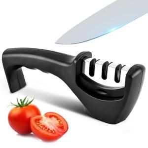 Elite 3-Stage Kitchen Knife Sharpener, Stylish Black