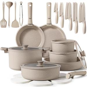CAROTE 35-Piece Non-Stick Cookware Set with Knives