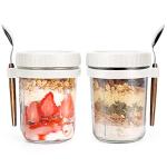 Overnight Oats Jars with Lid and Spoon - 2 Pack