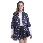 Lina & Lily Lightweight Navy Gold Feather Scarf