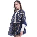 Lina & Lily Lightweight Navy Gold Feather Scarf
