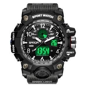 Gosasa Large Face Digital Analog Watch - Black White