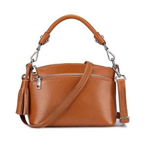 S-ZONE Small Leather Top Handle Handbag for Women