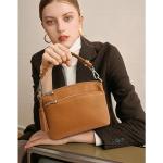 S-ZONE Small Leather Top Handle Handbag for Women