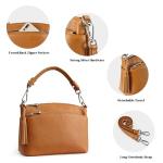 S-ZONE Small Leather Top Handle Handbag for Women