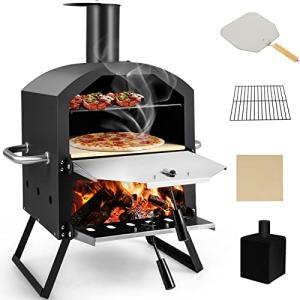 Giantex 2-Layer Wood Fired Outdoor Pizza Oven