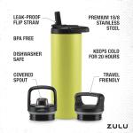 ZULU 24oz Stainless Steel Water Bottle with Lids