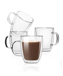Set of 4 Double Wall Glass Coffee Cups