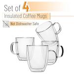 Set of 4 Double Wall Glass Coffee Cups
