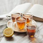 Set of 4 Double Wall Glass Coffee Cups