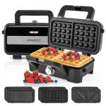 COSTWAY 1200W 3-in-1 Waffle and Sandwich Maker