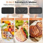 COSTWAY 1200W 3-in-1 Waffle and Sandwich Maker