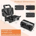 COSTWAY 1200W 3-in-1 Waffle and Sandwich Maker