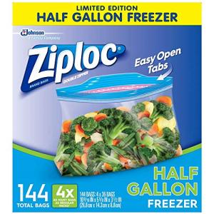 Ziploc Half Gallon Freezer Bags, 144 Count
