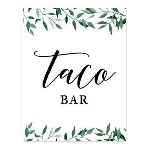 Andaz Press Taco Bar Wedding Sign, Green Leaves