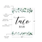 Andaz Press Taco Bar Wedding Sign, Green Leaves