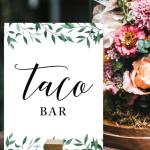 Andaz Press Taco Bar Wedding Sign, Green Leaves