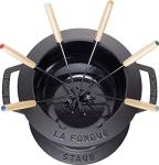 Staub Black Fondue Set - 20 cm Cast Enamel