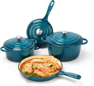 Hisencn 7-Piece Enameled Cast Iron Cookware Set