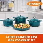 Hisencn 7-Piece Enameled Cast Iron Cookware Set