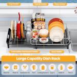 Expandable Stainless Steel Dish Rack with Cutlery Holder